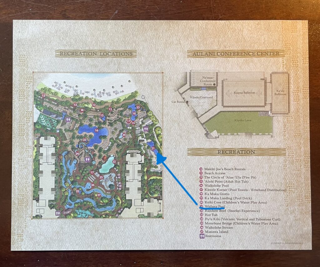 Location of the Aulani Adults Only Pool