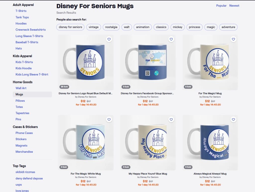 Disney seniors coffee mugs online merchandise